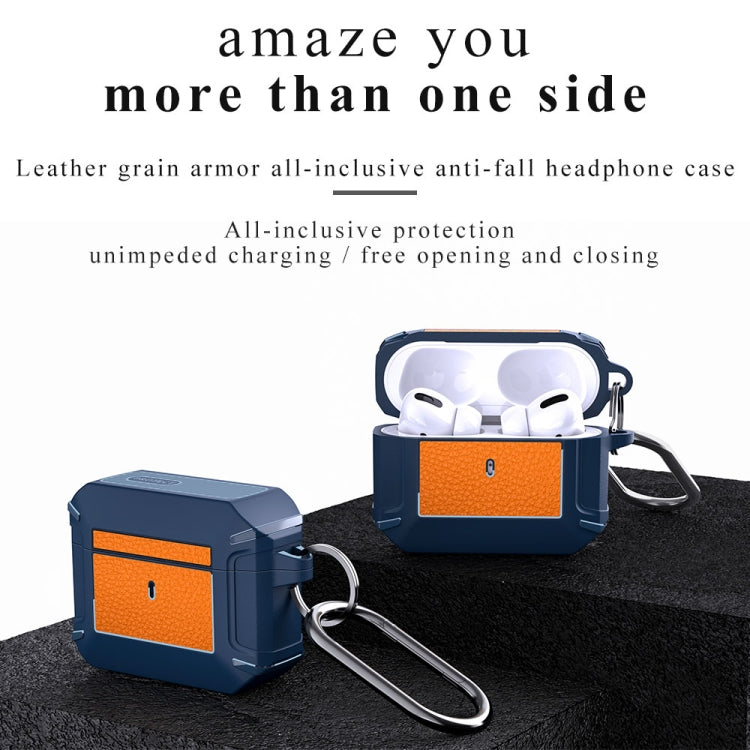 Leather Texture Armor Earphone Protective Case For AirPods 2 / 1