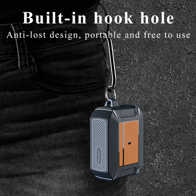 Leather Texture Armor Earphone Protective Case For AirPods 2 / 1