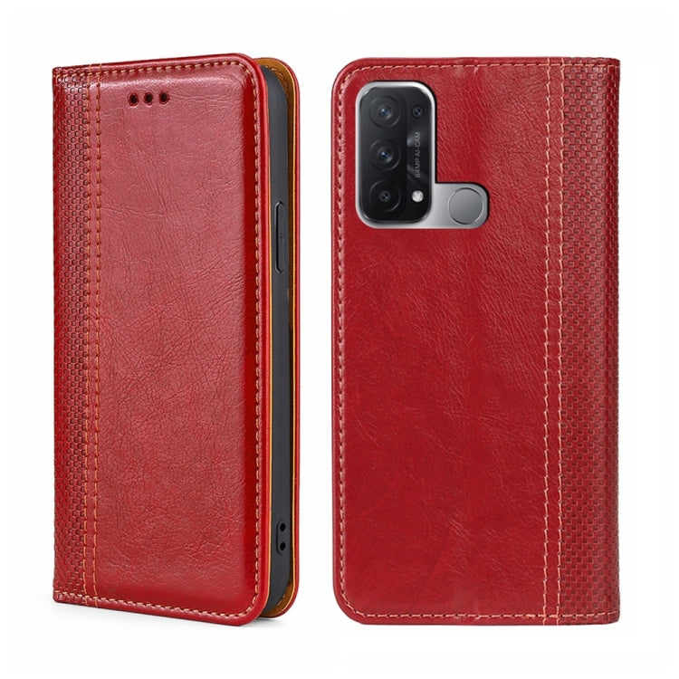 For OPPO Reno5 A Grid Texture Magnetic Flip Leather Phone Case