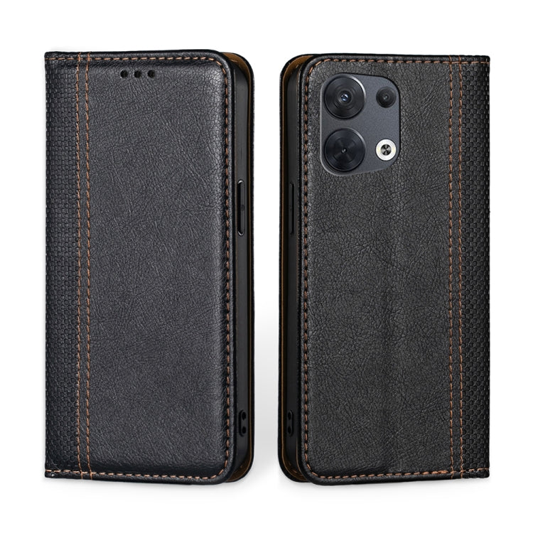 For OPPO Reno8 5G Grid Texture Magnetic Flip Leather Phone Case
