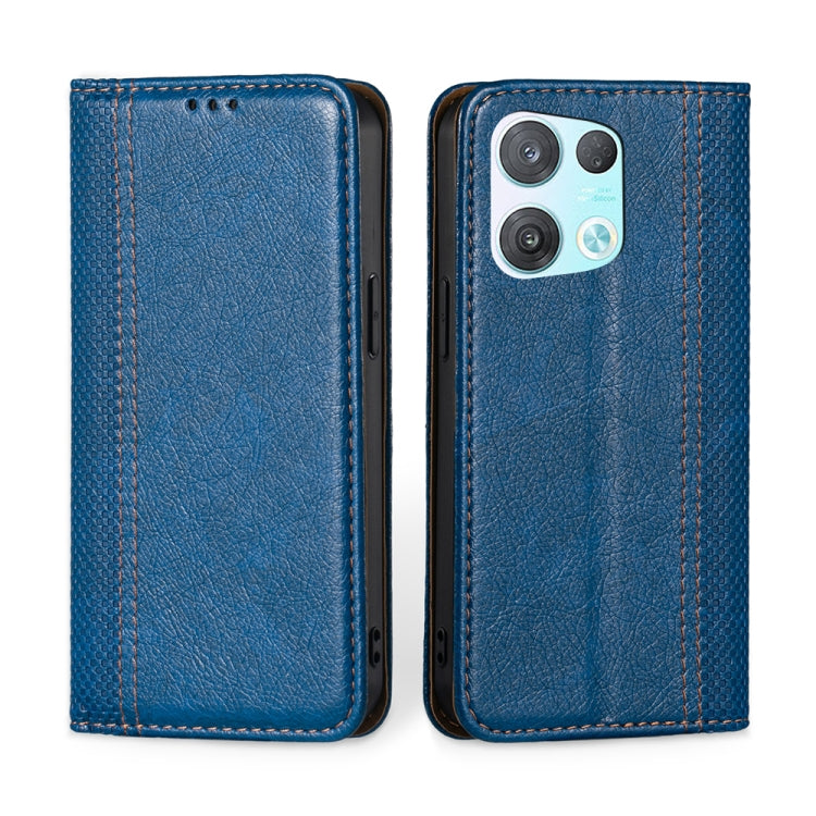 For OPPO Reno8 Pro 5G Grid Texture Magnetic Flip Leather Phone Case