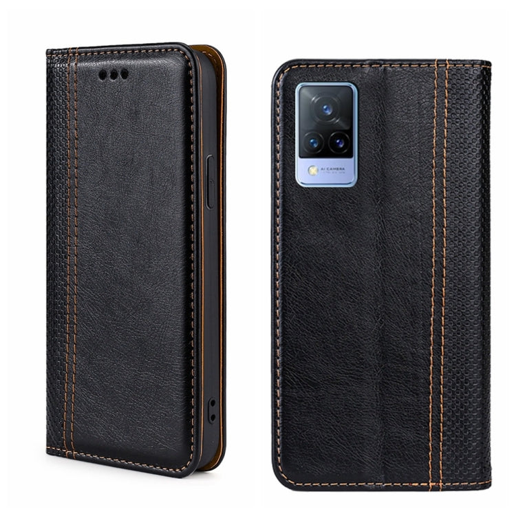 For vivo V21 4G/5G Grid Texture Magnetic Flip Leather Phone Case
