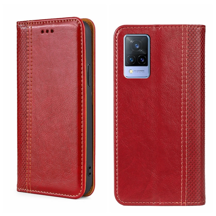 For vivo V21 4G/5G Grid Texture Magnetic Flip Leather Phone Case