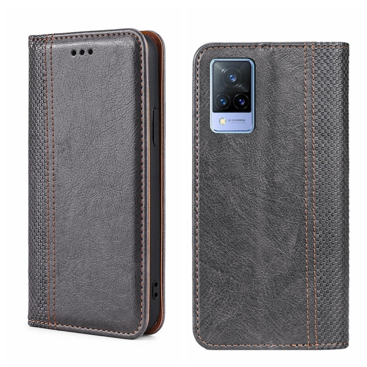 For vivo V21 4G/5G Grid Texture Magnetic Flip Leather Phone Case