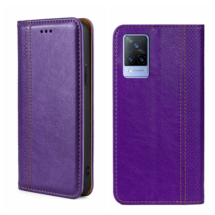 For vivo V21 4G/5G Grid Texture Magnetic Flip Leather Phone Case