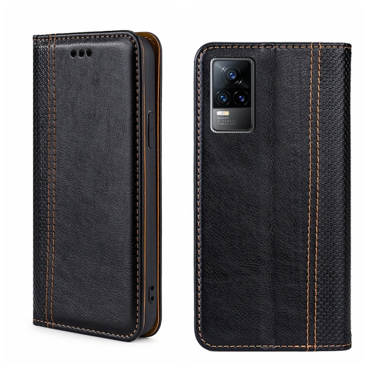 For vivo V21e 4G/Y73 2021 Grid Texture Magnetic Flip Leather Phone Case