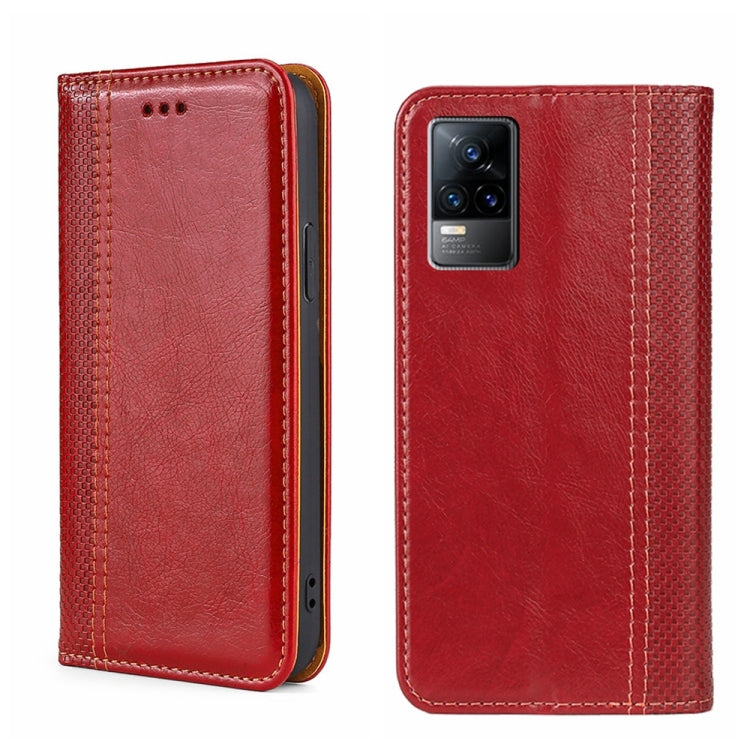 For vivo V21e 4G/Y73 2021 Grid Texture Magnetic Flip Leather Phone Case
