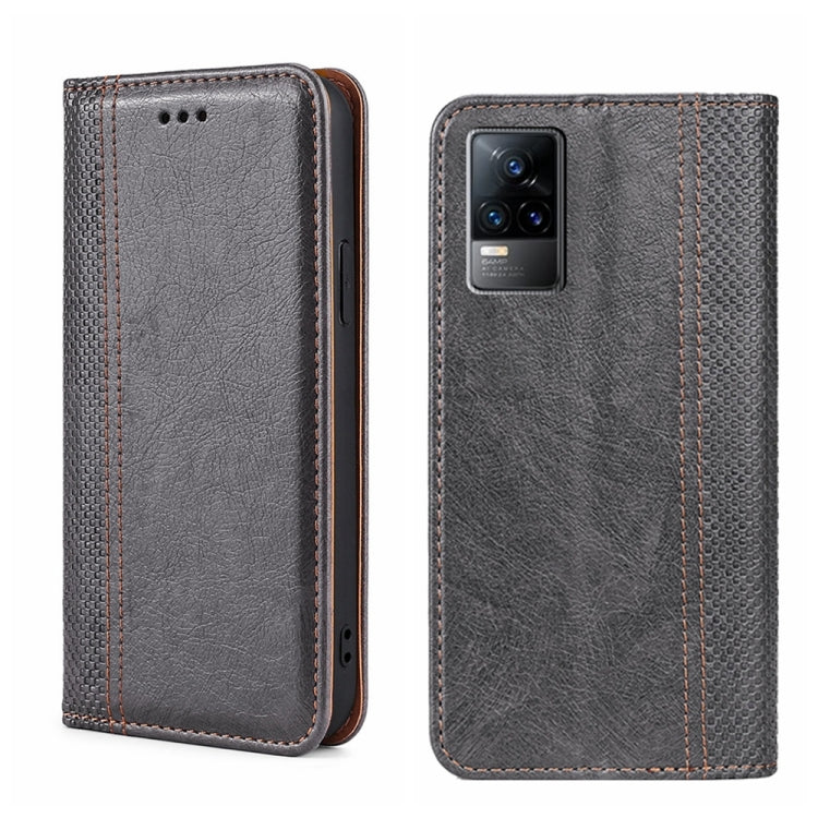 For vivo V21e 4G/Y73 2021 Grid Texture Magnetic Flip Leather Phone Case