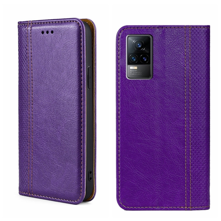 For vivo V21e 4G/Y73 2021 Grid Texture Magnetic Flip Leather Phone Case