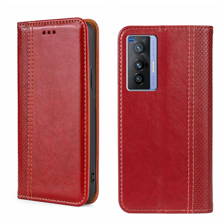 For vivo X70 Grid Texture Magnetic Flip Leather Phone Case