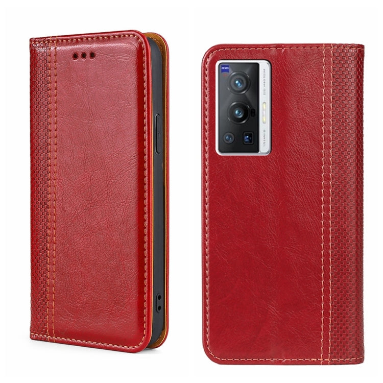 For vivo X70 Pro Grid Texture Magnetic Flip Leather Phone Case