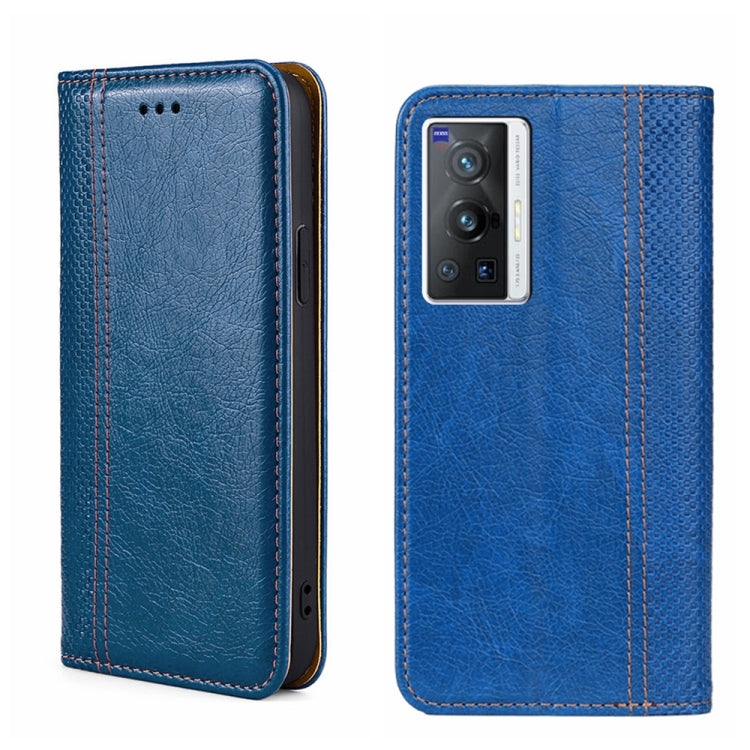 For vivo X70 Pro Grid Texture Magnetic Flip Leather Phone Case