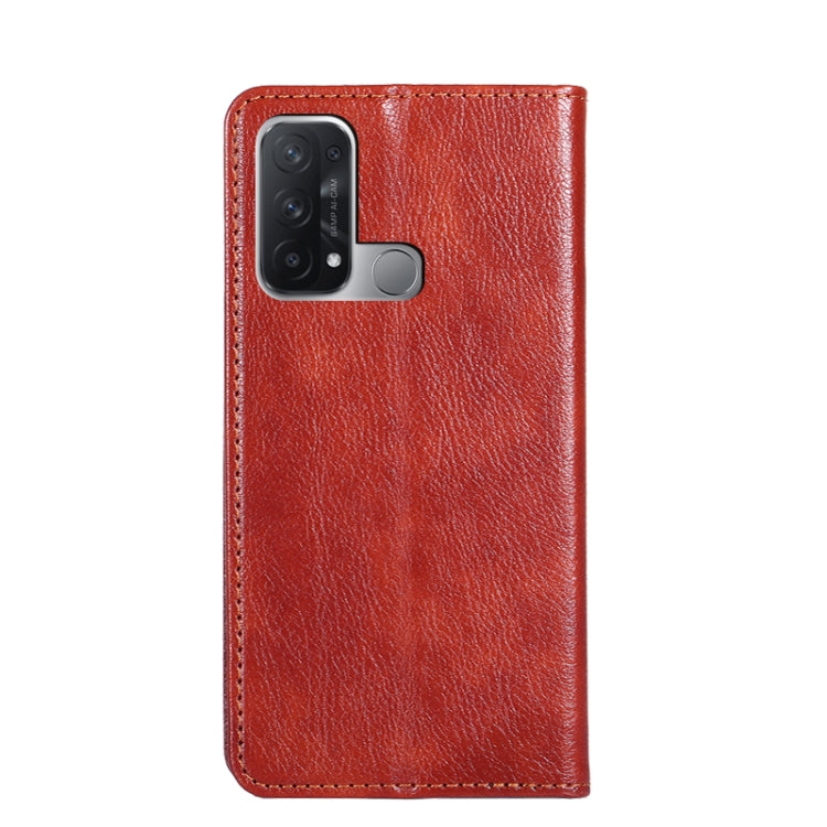 For OPPO Reno5 A Gloss Oil Solid Color Magnetic Leather Phone Case
