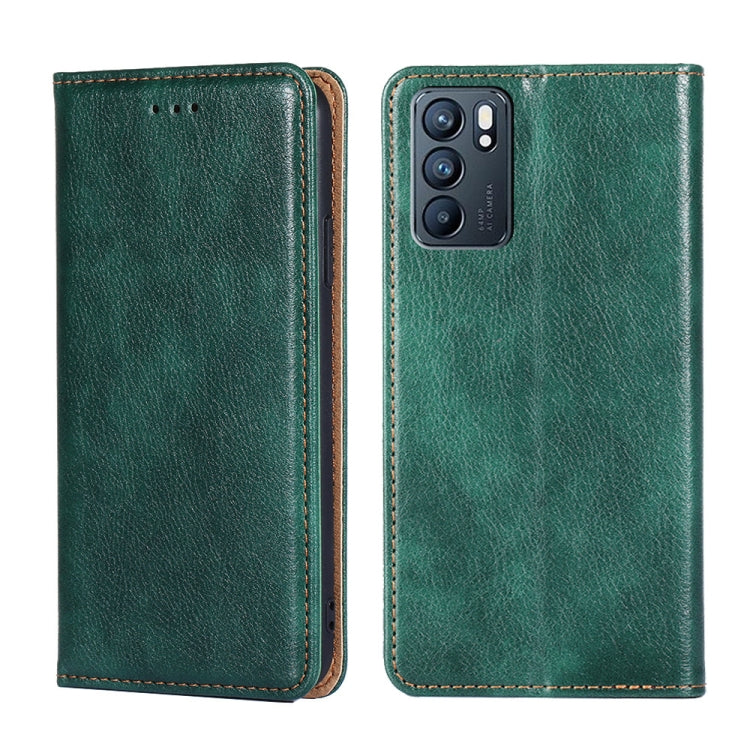 For OPPO Reno6 5G Gloss Oil Solid Color Magnetic Leather Phone Case