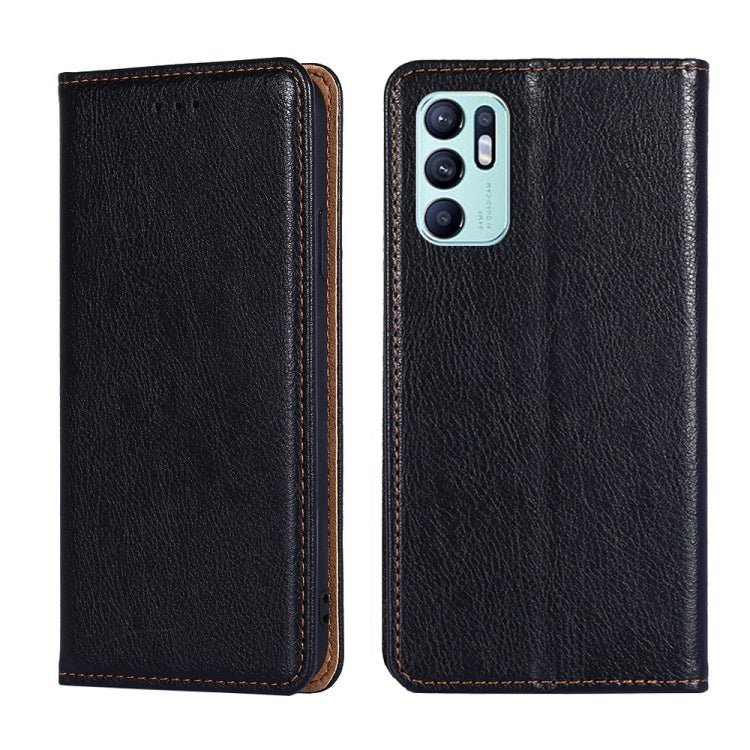 For OPPO Reno6 4G Gloss Oil Solid Color Magnetic Leather Phone Case