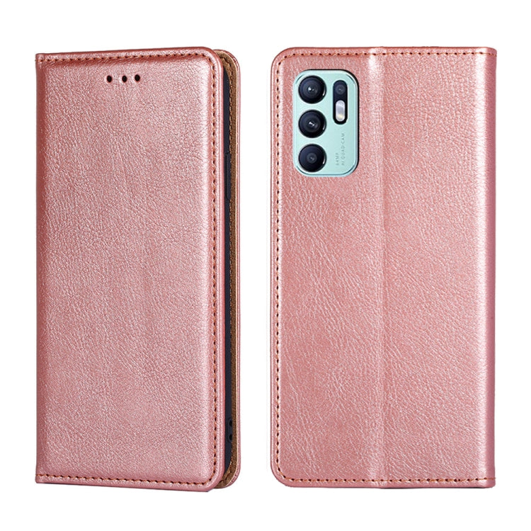 For OPPO Reno6 4G Gloss Oil Solid Color Magnetic Leather Phone Case