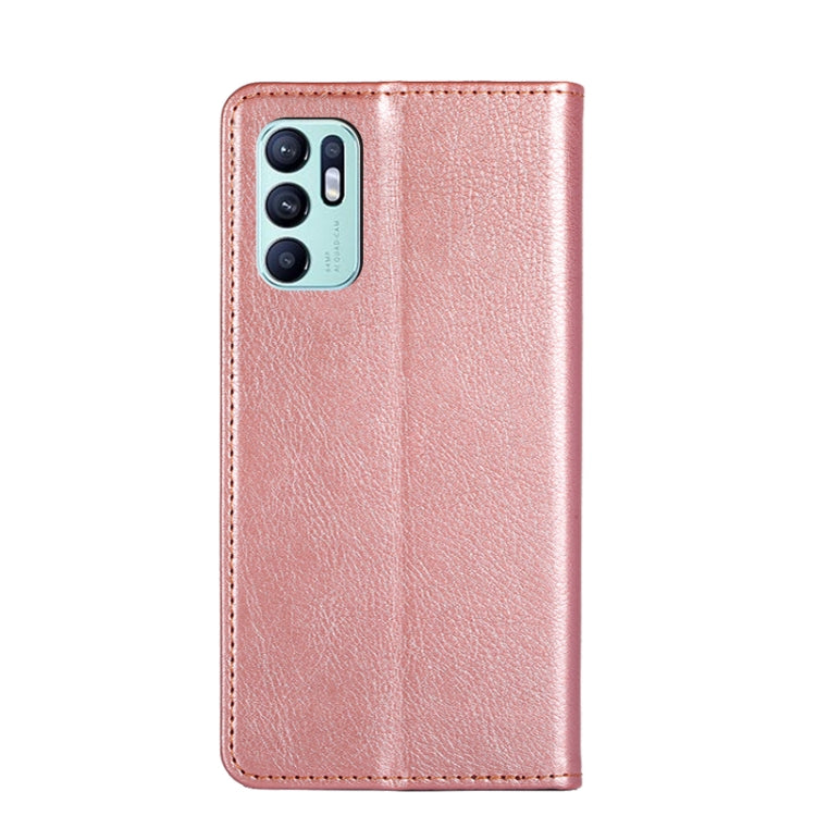 For OPPO Reno6 4G Gloss Oil Solid Color Magnetic Leather Phone Case