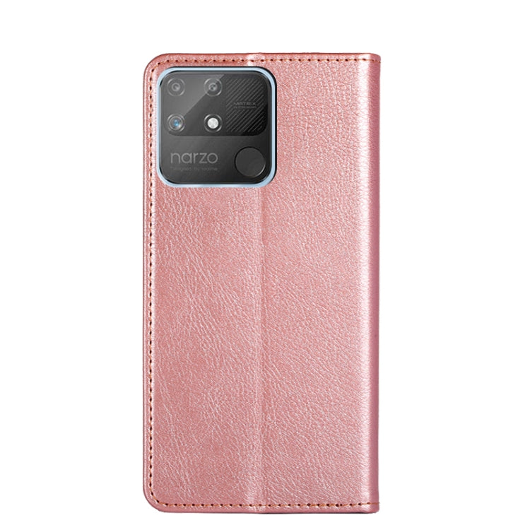 For OPPO Realme Narzo 50A Gloss Oil Solid Color Magnetic Leather Phone Case