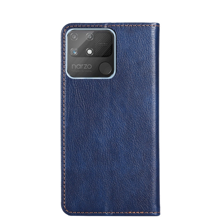 For OPPO Realme Narzo 50A Gloss Oil Solid Color Magnetic Leather Phone Case