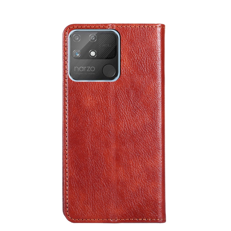 For OPPO Realme Narzo 50A Gloss Oil Solid Color Magnetic Leather Phone Case