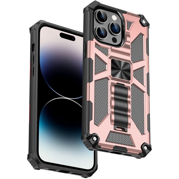For iPhone 14 Pro Max Armor Shockproof TPU + PC Magnetic Protective Phone Case with Holder