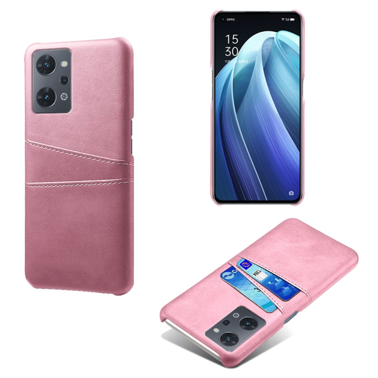For OPPO Reno7 A Dual Card Slots Calf Texture PC Leather Phone Case
