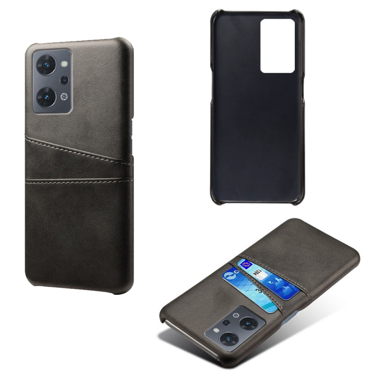 For OPPO Reno7 A Dual Card Slots Calf Texture PC Leather Phone Case