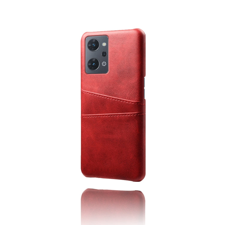 For OPPO Reno7 A Dual Card Slots Calf Texture PC Leather Phone Case