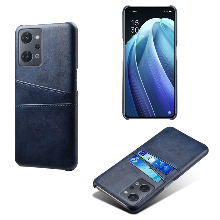 For OPPO Reno7 A Dual Card Slots Calf Texture PC Leather Phone Case