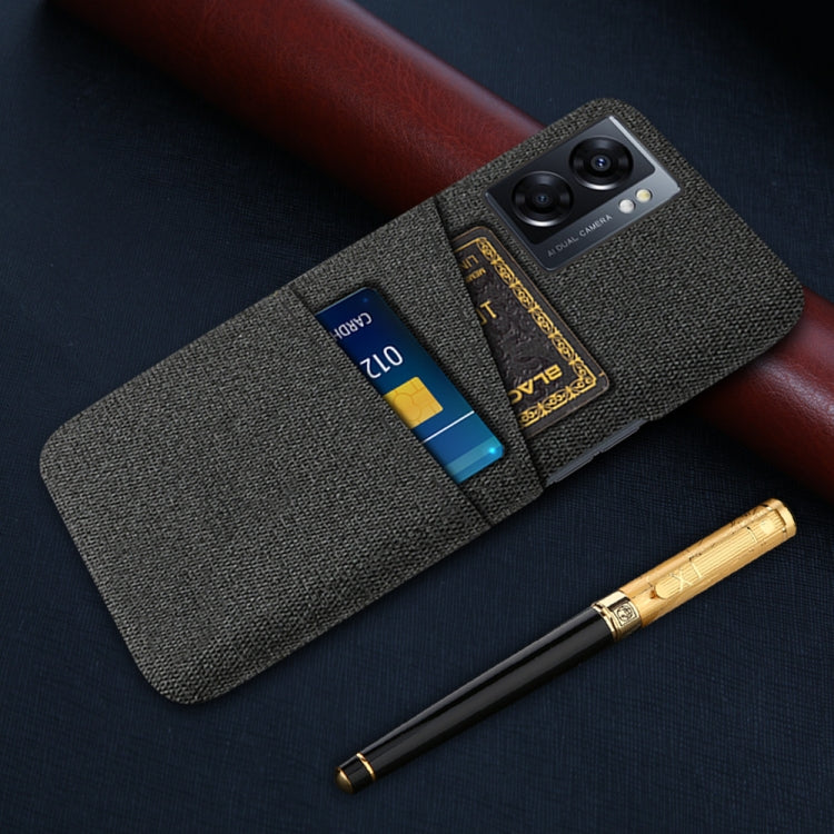 For OPPO A57 5G Cloth Coated Hard Plastic Card Slots Phone Case