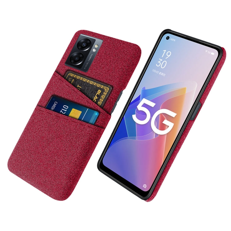 For OPPO A57 5G Cloth Coated Hard Plastic Card Slots Phone Case