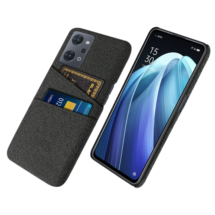 For OPPO Reno7 A Cloth Coated Hard Plastic Card Slots Phone Case