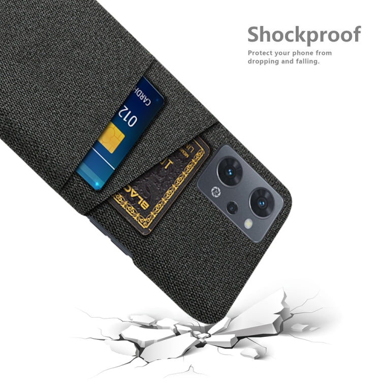 For OPPO Reno7 A Cloth Coated Hard Plastic Card Slots Phone Case