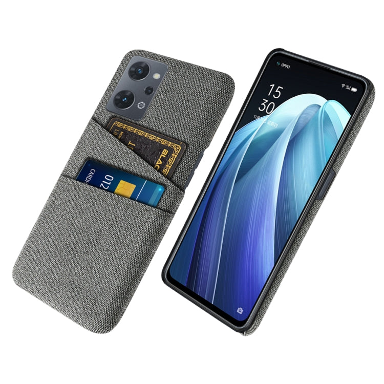 For OPPO Reno7 A Cloth Coated Hard Plastic Card Slots Phone Case