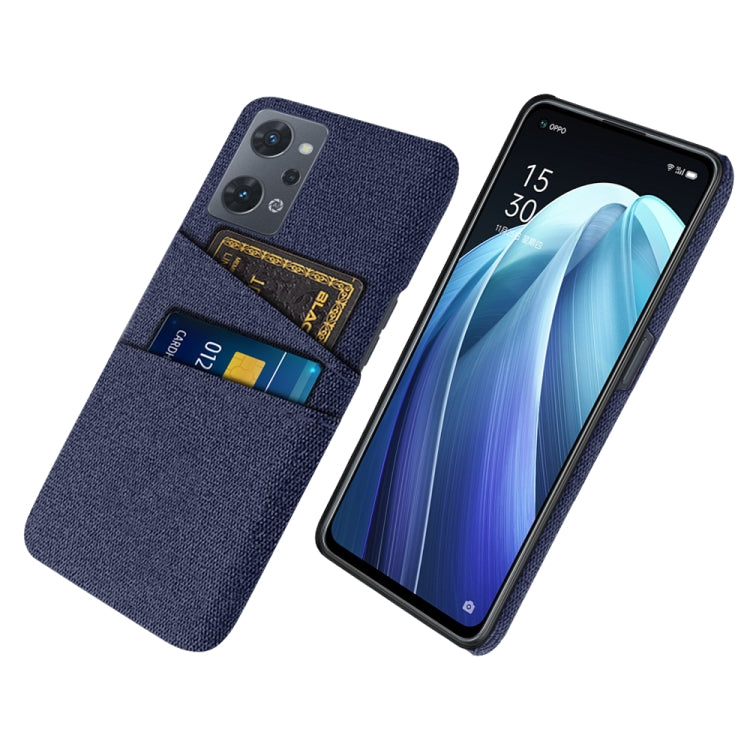 For OPPO Reno7 A Cloth Coated Hard Plastic Card Slots Phone Case