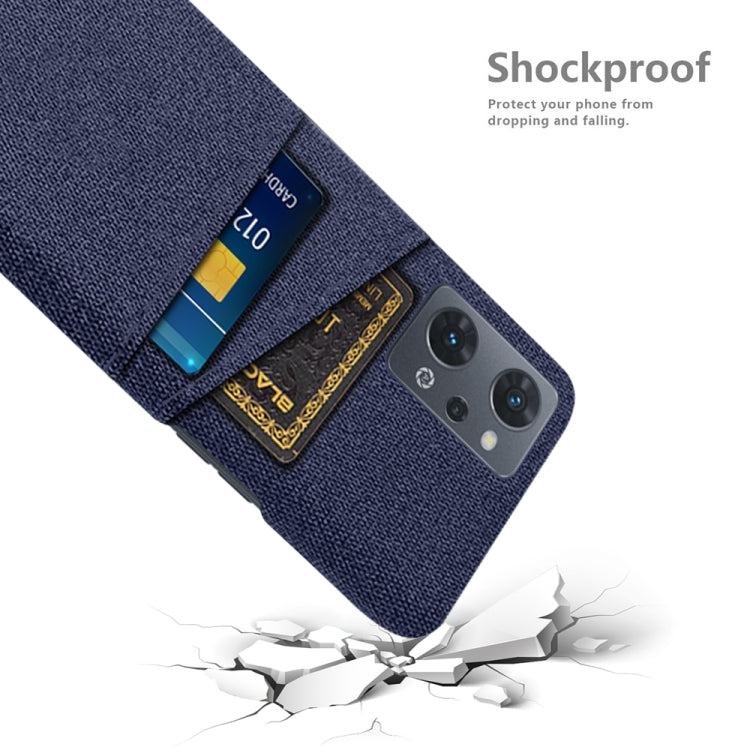 For OPPO Reno7 A Cloth Coated Hard Plastic Card Slots Phone Case