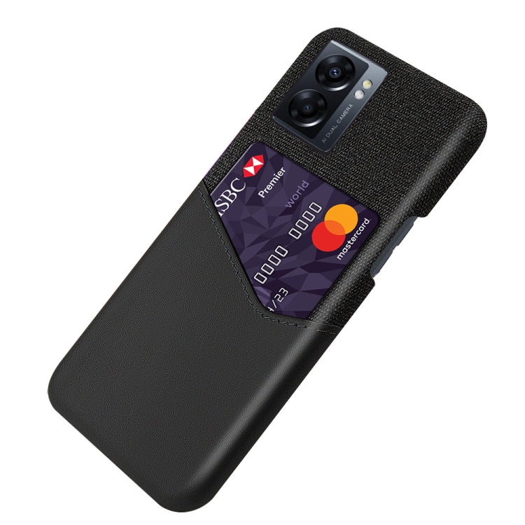 For OPPO A57 5G Cloth Texture Card Slot PC Leather Phone Case