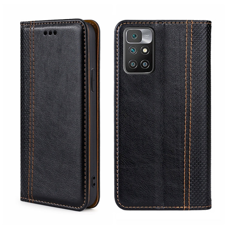For Xiaomi Redmi 10 Grid Texture Magnetic Flip Leather Phone Case