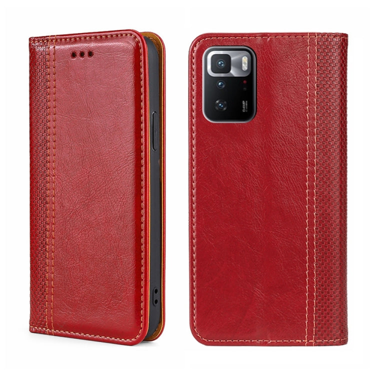For Xiaomi Redmi Note 10 Pro 5G China Grid Texture Magnetic Flip Leather Phone Case