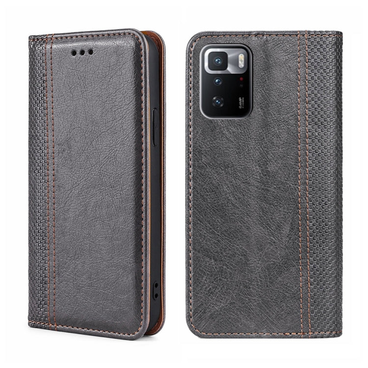 For Xiaomi Redmi Note 10 Pro 5G China Grid Texture Magnetic Flip Leather Phone Case