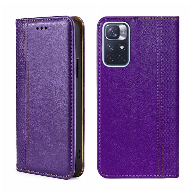 For Xiaomi Redmi Note 11 5G/Poco M4 Pro 5G Grid Texture Magnetic Flip Leather Phone Case