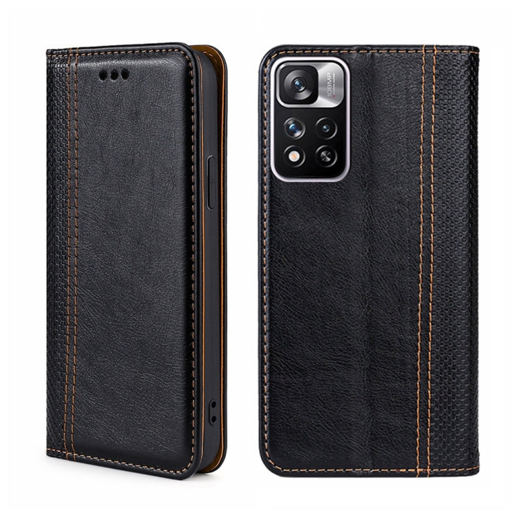 For Xiaomi Redmi Note 11 Pro 5G/Note 11 Pro+ 5G Grid Texture Magnetic Flip Leather Phone Case
