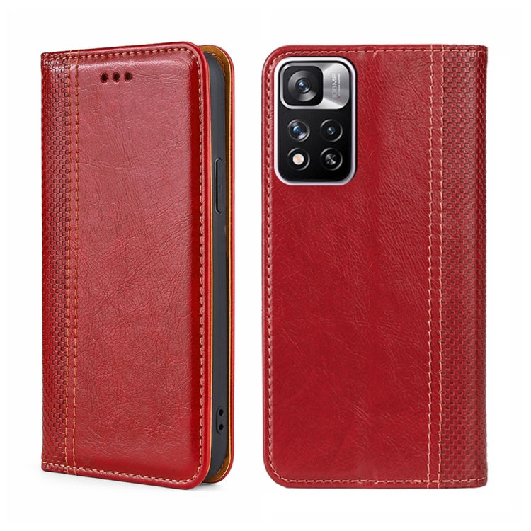 For Xiaomi Redmi Note 11 Pro 5G/Note 11 Pro+ 5G Grid Texture Magnetic Flip Leather Phone Case