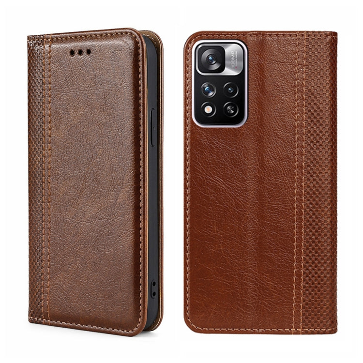 For Xiaomi Redmi Note 11 Pro 5G/Note 11 Pro+ 5G Grid Texture Magnetic Flip Leather Phone Case