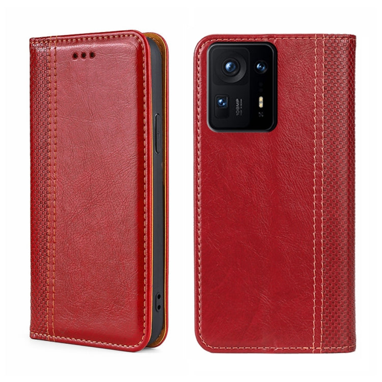 For Xiaomi Mix 4 Grid Texture Magnetic Flip Leather Phone Case