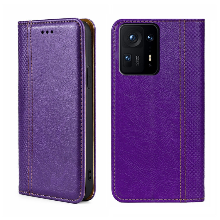 For Xiaomi Mix 4 Grid Texture Magnetic Flip Leather Phone Case