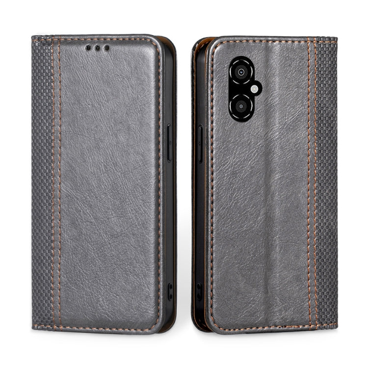 For Xiaomi Poco M4 5G Grid Texture Magnetic Flip Leather Phone Case