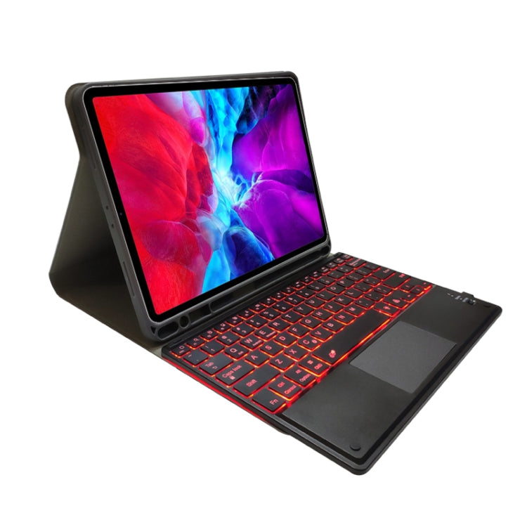 RK11T Backlight Detachable Touch Bluetooth Keyboard TPU Horizontal Flip Leather Tablet Case for iPad Pro 11 2020 / 2018 with Holder & Pen Slot