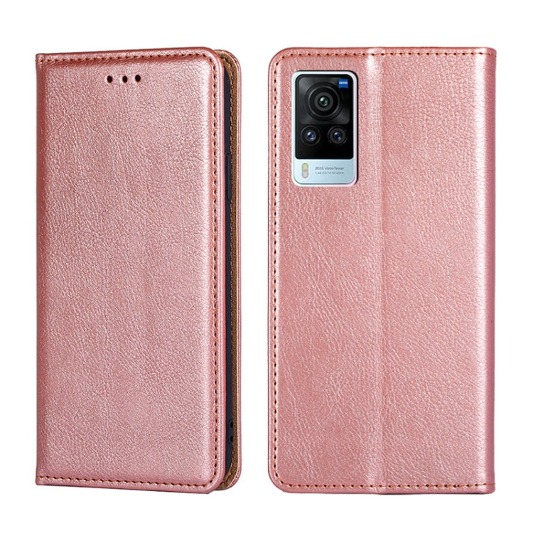 For vivo X60 Pro Global / X60 Curved Screen Ver. Gloss Oil Solid Color Magnetic Leather Phone Case