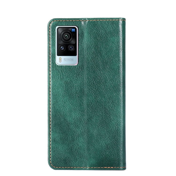 For vivo X60 Pro Global / X60 Curved Screen Ver. Gloss Oil Solid Color Magnetic Leather Phone Case